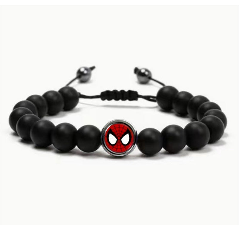 Men's Vintage Square Volcanic Rock Superman Obsidian Bracelets