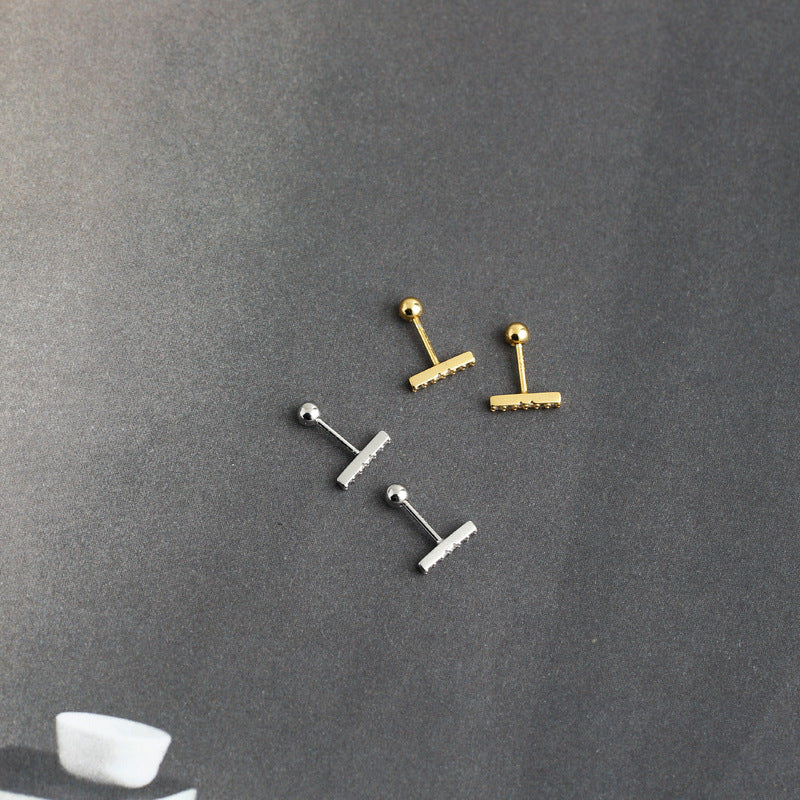 Women's Bar Screw Gold Simple Ear Bones Earrings