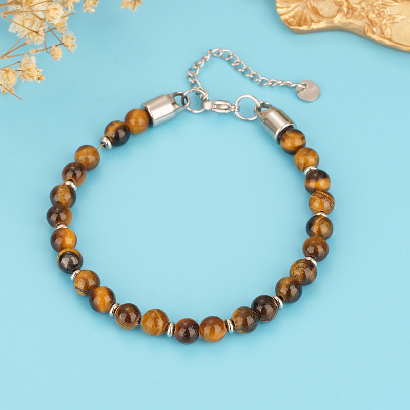 Handmade Natural Tiger Eye Turquoise Stainless Bracelets