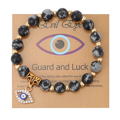 Women's Pink Zebra Stone Devil's Eye Basketball Bracelets