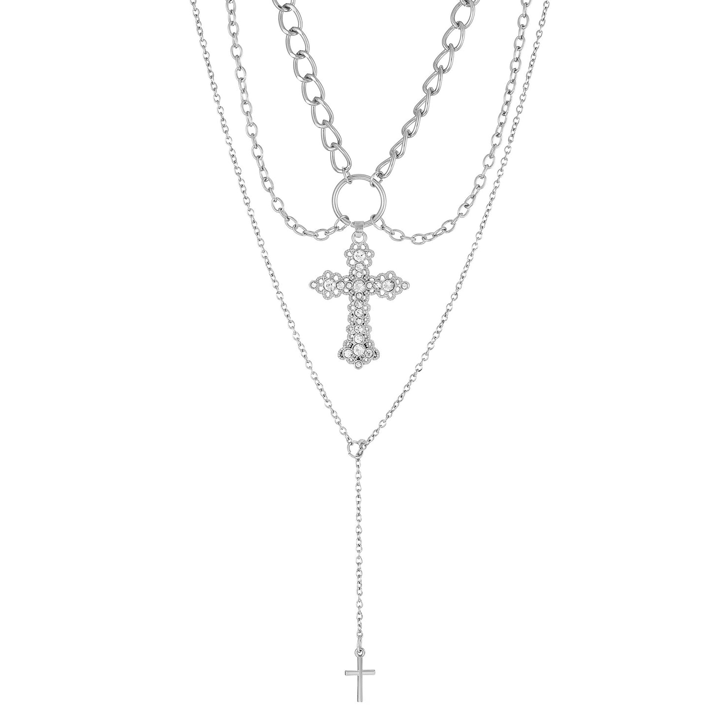 Vintage Pearl Cross Punk Sweater Female Pendants