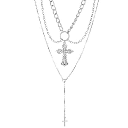 Vintage Pearl Cross Punk Sweater Female Pendants