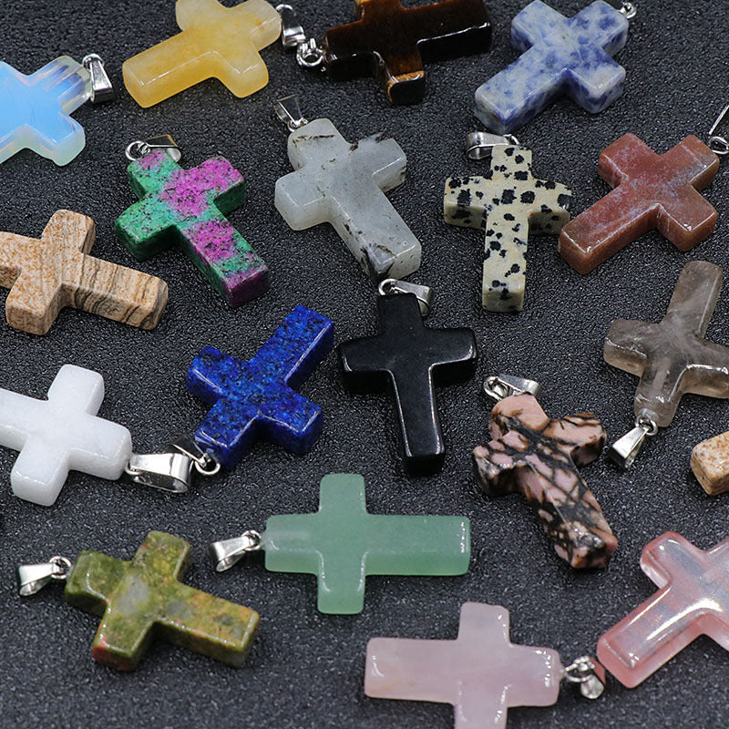 Pink Crystal Christmas Gift Cross Sweater Pendants