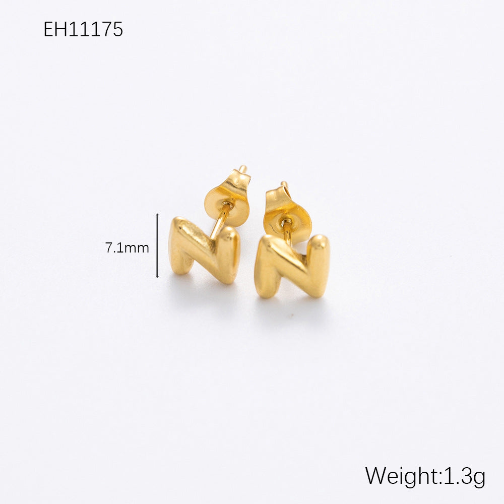 Women's Alphabet Letter Stainless Steel Gold-plated High-grade Affordable Luxury Earrings