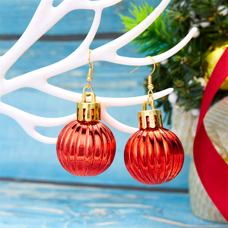 Ornament Christmas Glossy Sequin Bulb Ear Earrings