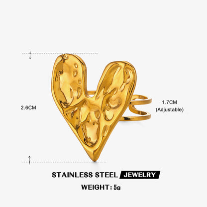 Stainless Steel Simple Heart-shaped Open Female Rings