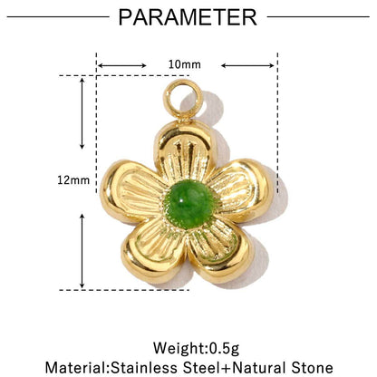 French Retro Flower Geometric Natural Stone Titanium Pendants