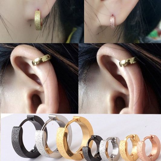 More Sizes Stainless Steel Titanium Flat Earrings