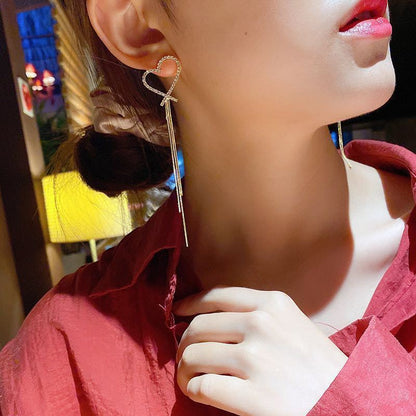 Women's Sier Love Tassel Long Temperament Wild Elegant Earrings