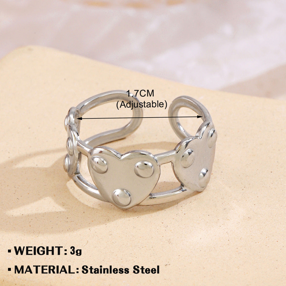 Women's Fashionable Elegant Stainless Steel Love Heart-shaped Rings