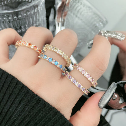 Commute Design Light Luxury Colorful Crystals Rings