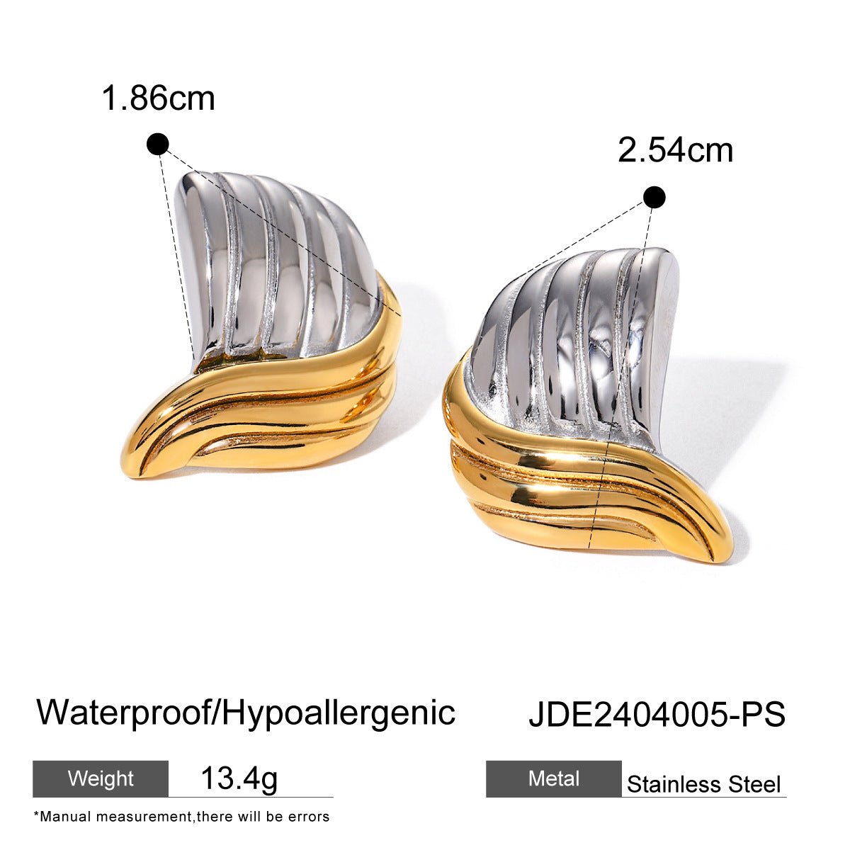 Gold Sier Two-color Irregular Stainless Steel Earrings