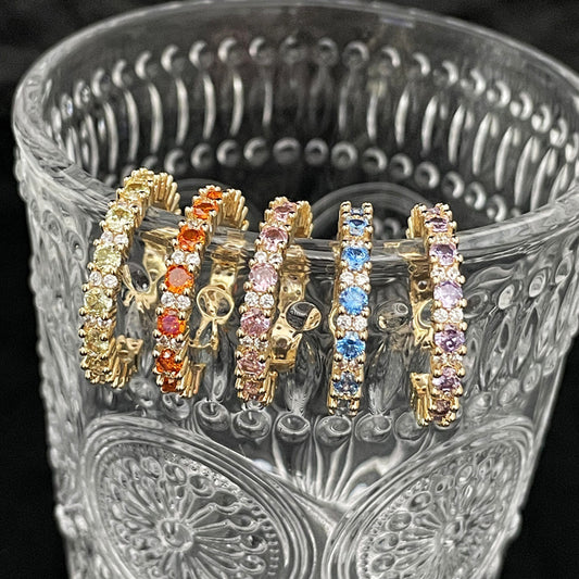 Commute Design Light Luxury Colorful Crystals Rings