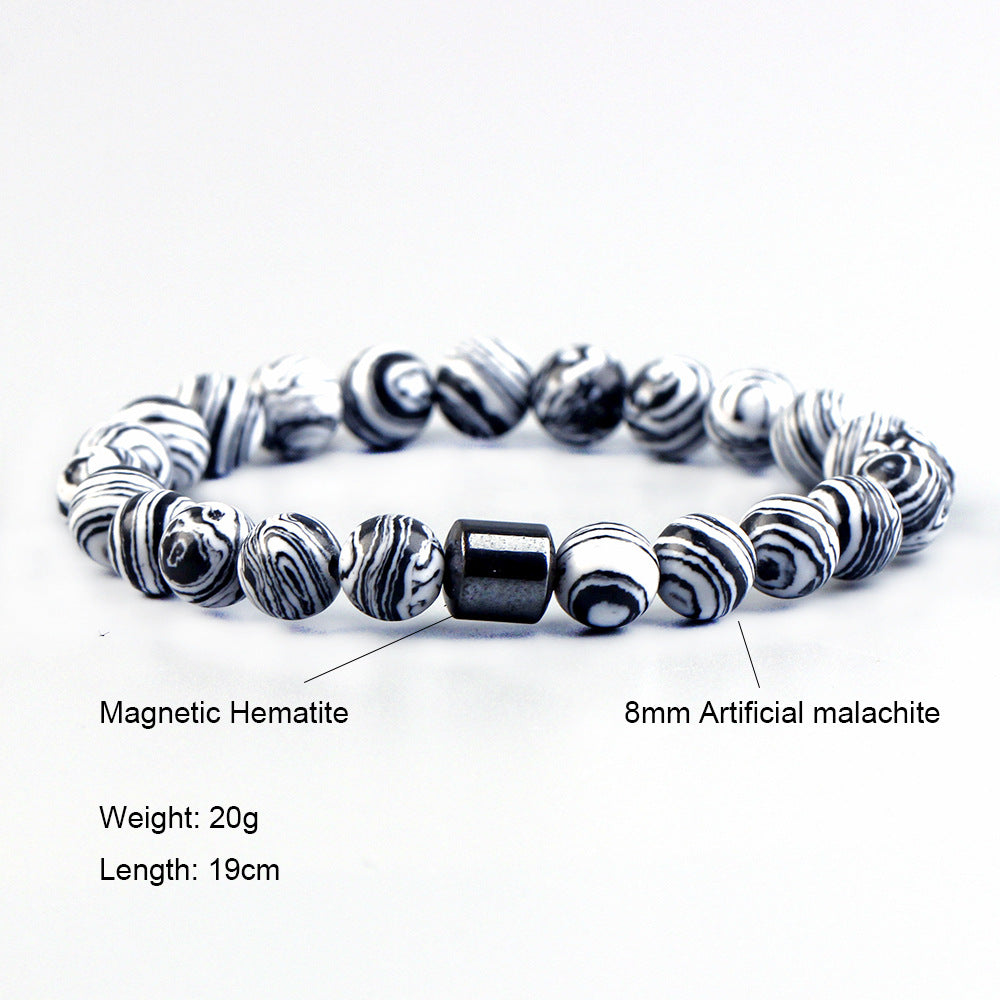 Men's Natural Stone Beaded Volcanic Rock Magnetic Bracelets