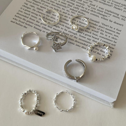 Women's Simple Design Small Pieces Of Sier Pearl Rings