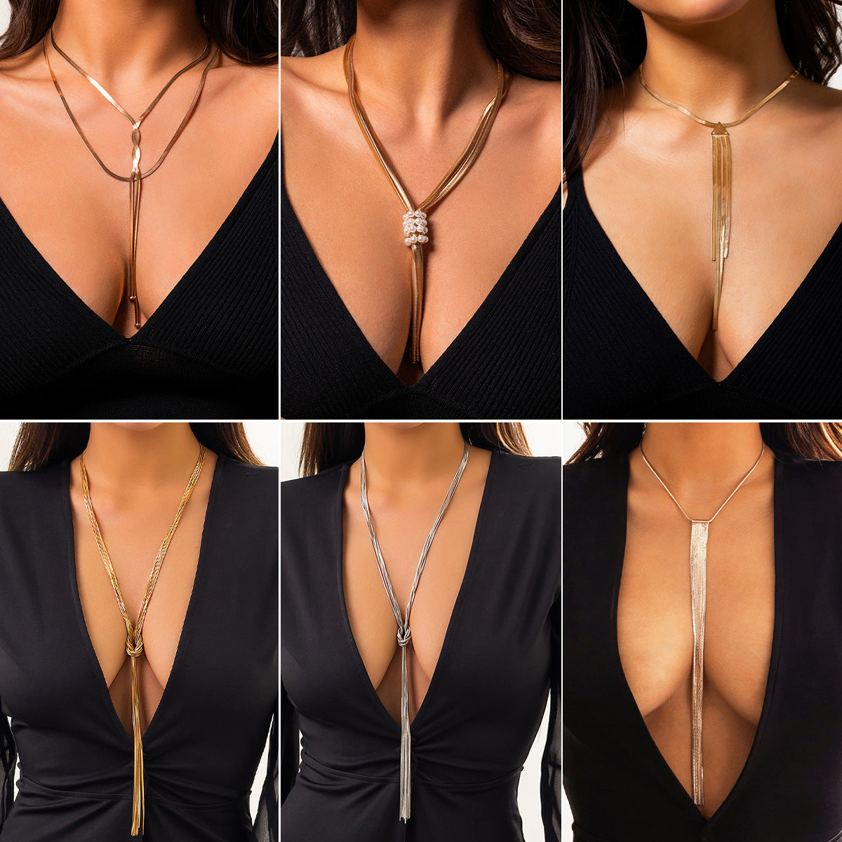 Women's Ornament Simple Metal Chain Long Clavicle Necklaces