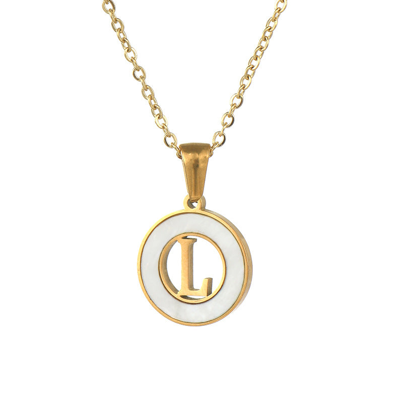 Hollow Titanium Steel Metal English Letter Female Necklaces