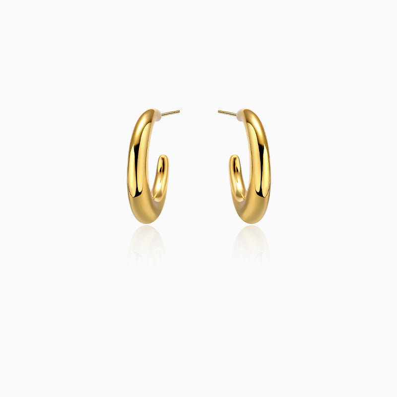 Women's Minimalist Glossy Metal Circle For Simple Earrings