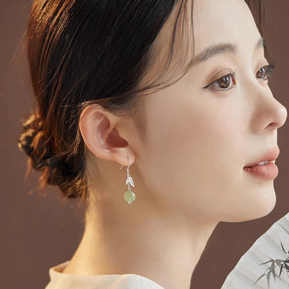 Leaf Elegant Vintage Tassel Round Beads Earrings