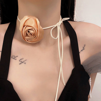 Pure Rose Handmade Collar Wrist Flower Silk Female Necklaces