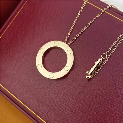 Khaki Single Big Cake Rose Gold Plated Fashion Necklaces