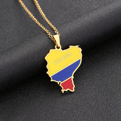 Women's & Men's Fashion Stainless Steel Ecuador Map For Necklaces