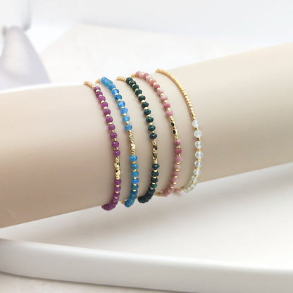 Natural Prehnite Beaded Small Simple Niche Bead Bracelets