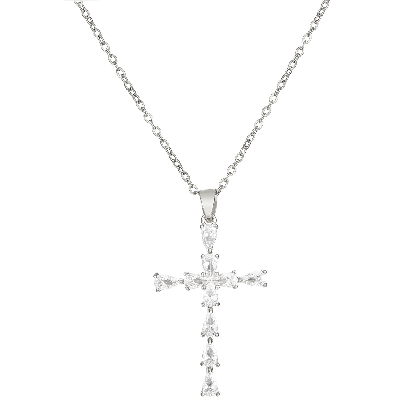 Micro Inlaid Zircon Cross Creative Personality Virgin Female Necklaces