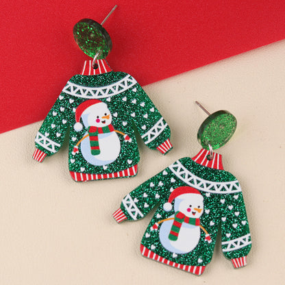 Women's Sweater Christmas Snowflake Santa Claus Cartoon Earrings