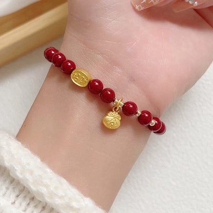 Women's Cinnabar For With Blessing Card Peace Buckle Gourd Bracelets