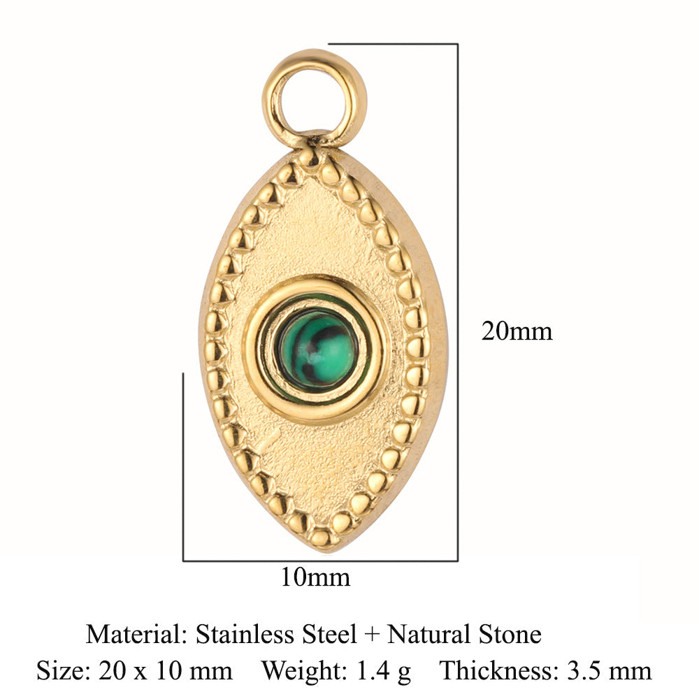 Bohemian Natural Stone Titanium Steel Ornament Pendants