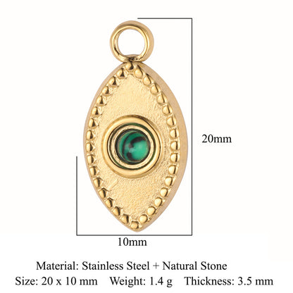 Bohemian Natural Stone Titanium Steel Ornament Pendants