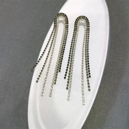 Women's For Exaggerated Rhinestone Eardrops Temperamental Tassels Fashion Personality Earrings