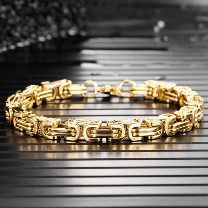 Men's Fashion Domineering Stainless Steel Handmade Square Buckle Emperor Necklaces