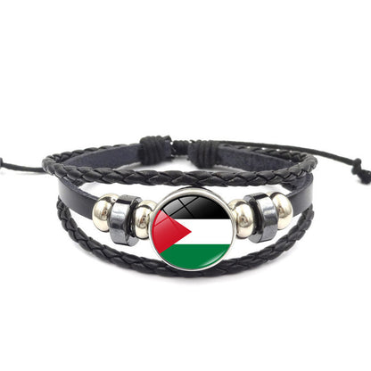 Women's Palestine Flag Punk Style Beaded Weave Bracelets