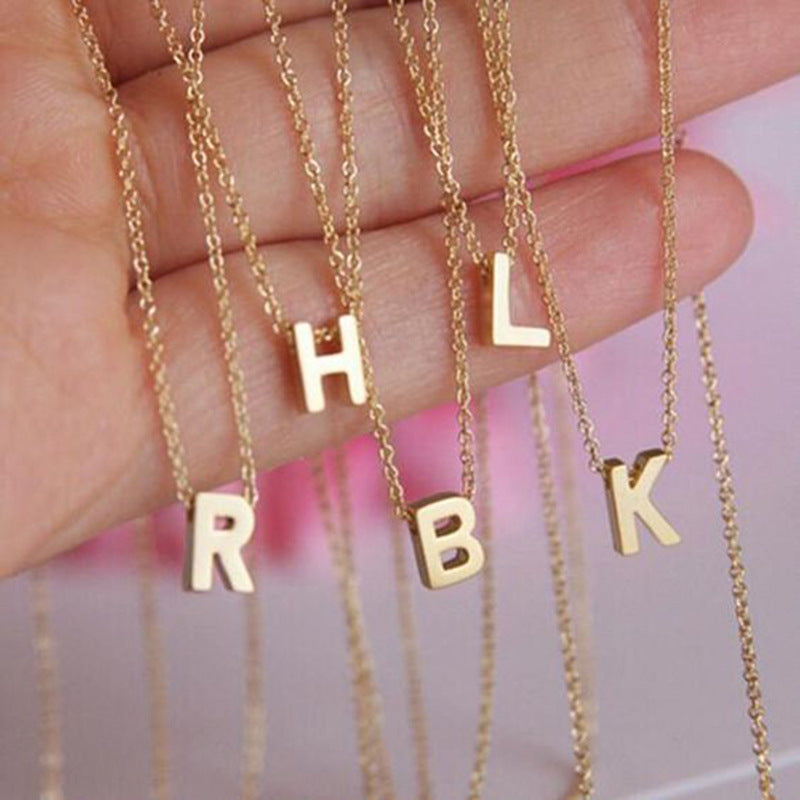 Women's Simple Niche Golden Letters Titanium Steel Necklaces