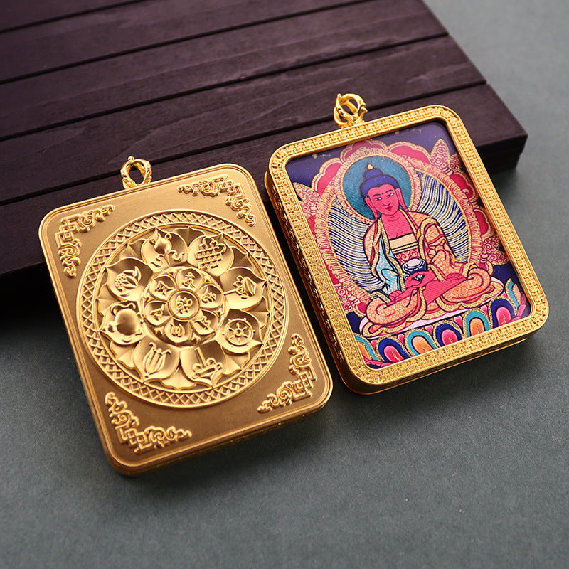 Gold Vajra Hand Painted Golden Outline Eight Patron Saints Pendants