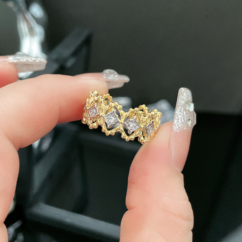 Women's Style Palace Hollow Pleated Stylish Opening Rings