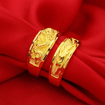 Women's & Men's Pure Copper Gold Plated Wedding Dragon Rings