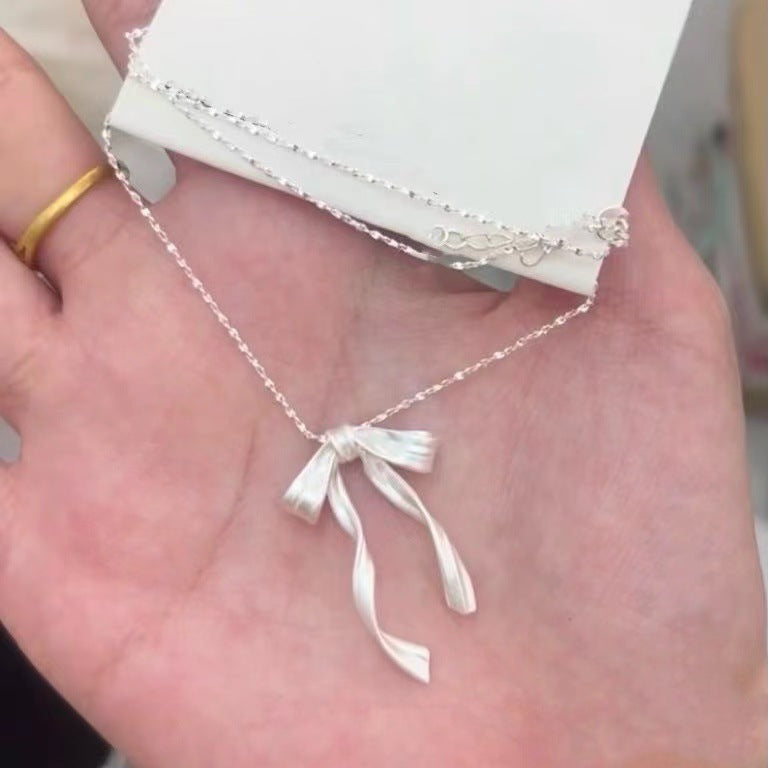Entry Lux Bow Female Niche Frosted Necklaces
