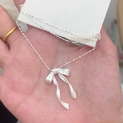 Entry Lux Bow Female Niche Frosted Necklaces