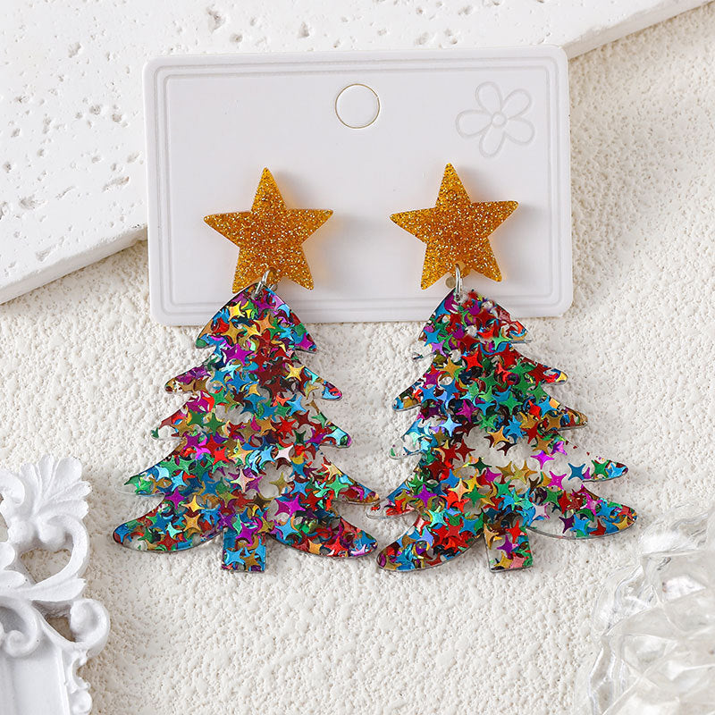 Christmas Cute Tree Snowflake Female Fashion Earrings