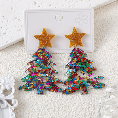 Christmas Cute Tree Snowflake Female Fashion Earrings