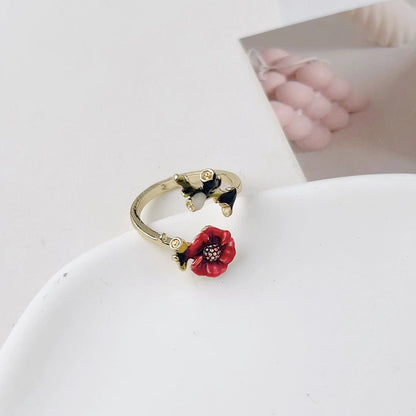 Bird Flower Female Style Niche Design Personalized Rings