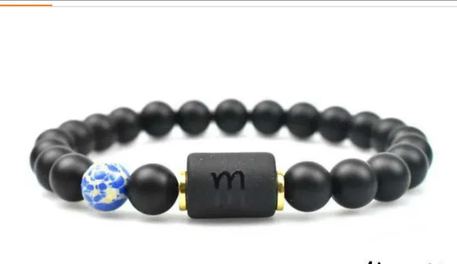 Men's Natural Stone Frosted Glass Twee Constellation Bracelets