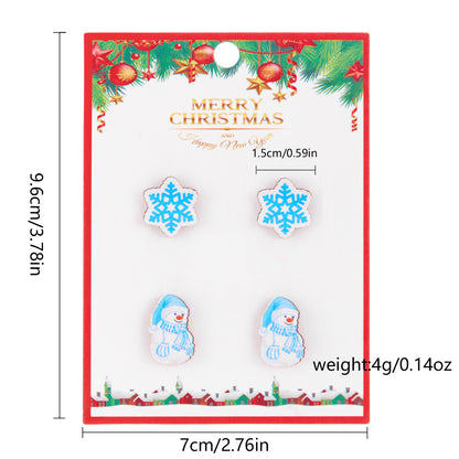 Women's Snowman Snowflake Combination Suit Wooden Cardboard Earrings