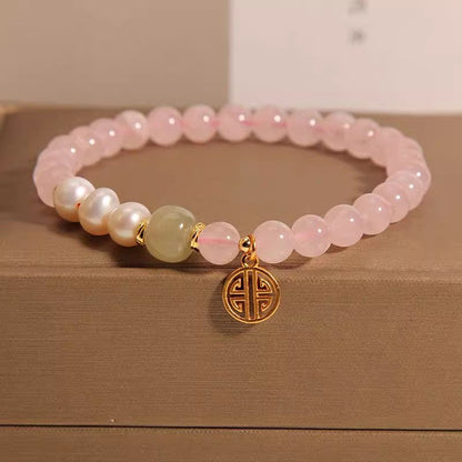 Live Broadcast Pink Crystal Design Blessing Card Bracelets