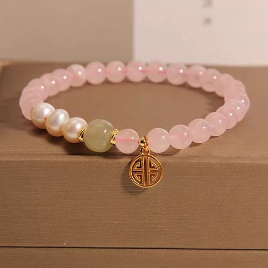 Live Broadcast Pink Crystal Design Blessing Card Bracelets