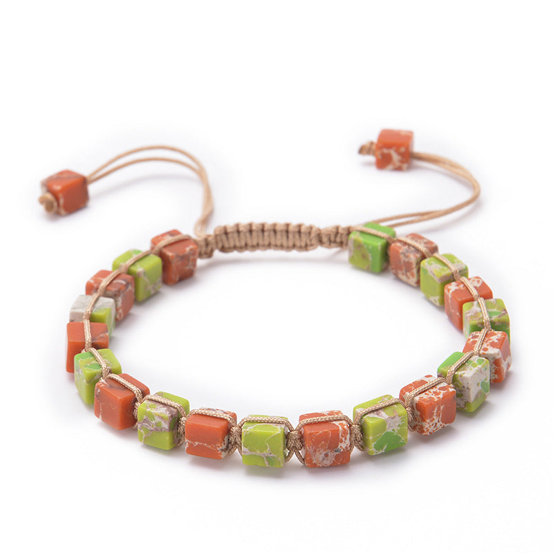 Square Emperor Stone Woven Colorful Natural Female Bracelets