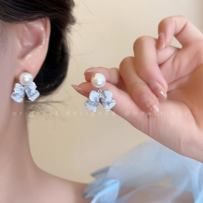 Fairy Blue Tassel Butterfly High Sense Earrings